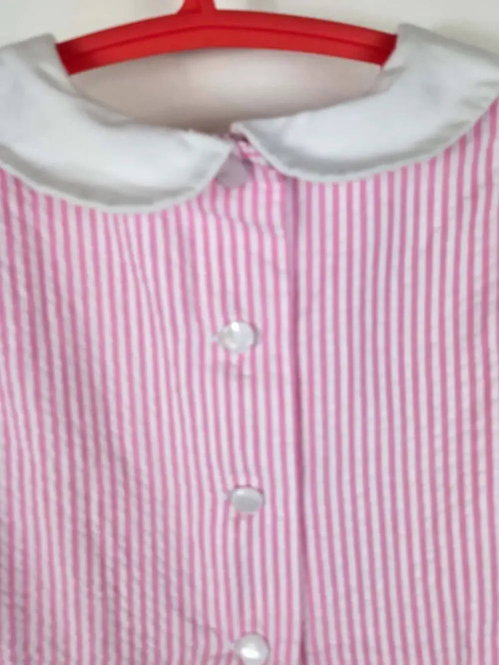 Ralph Lauren Baby Girls Pink Seersucker Dress & Bloomers Set 12M Peter Pan